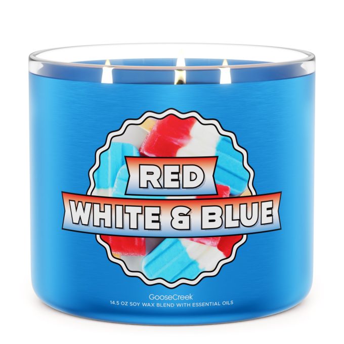 Red. White & Blue Large 3-Wick Candle