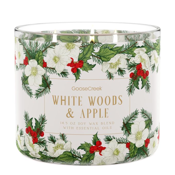 White Woods & Apple Large 3-Wick Candle